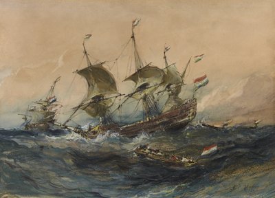 Navires néerlandais dans une tempête, 1839 - Eugene Isabey